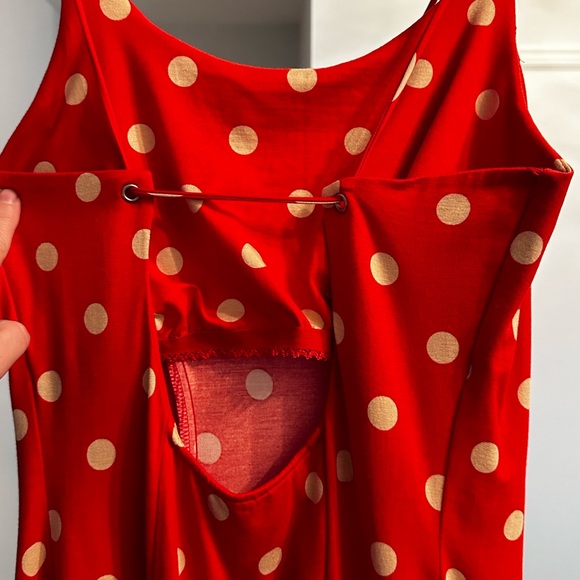 Boston Proper red Polk dot dress. Size medium - Picture 4 of 9